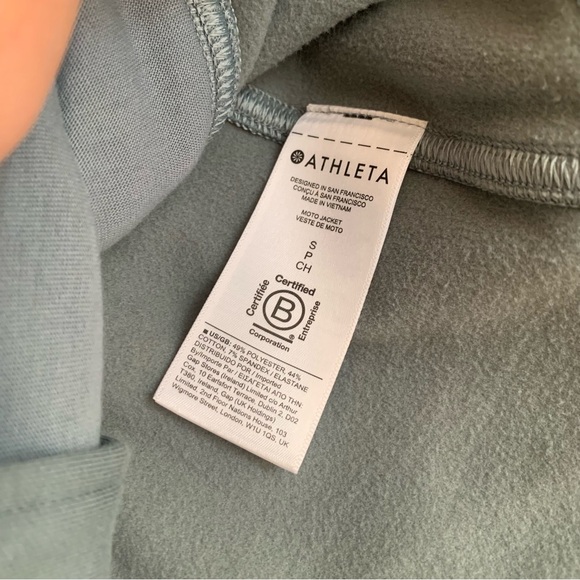 NWOT Athleta Jacket Women's Green Cotton Blend Asymmetric Zip Jacket S - Picture 4 of 13